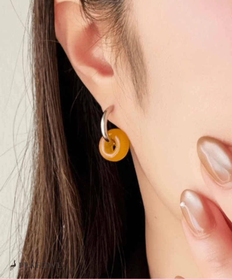 2way Silver Hoop Pierce - peafowl