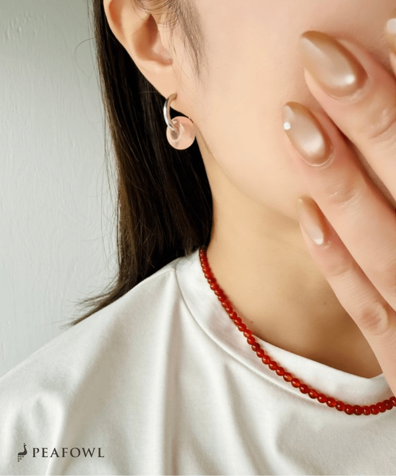 2way Silver Hoop Pierce - peafowl
