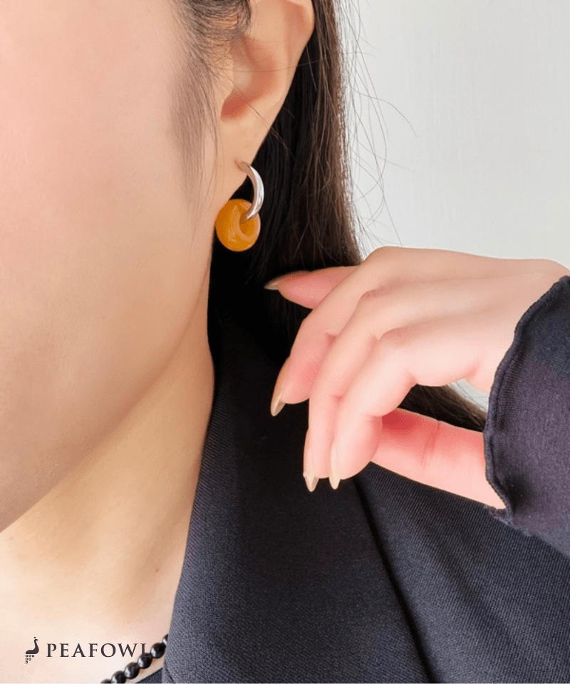 2way Silver Hoop Pierce - peafowl