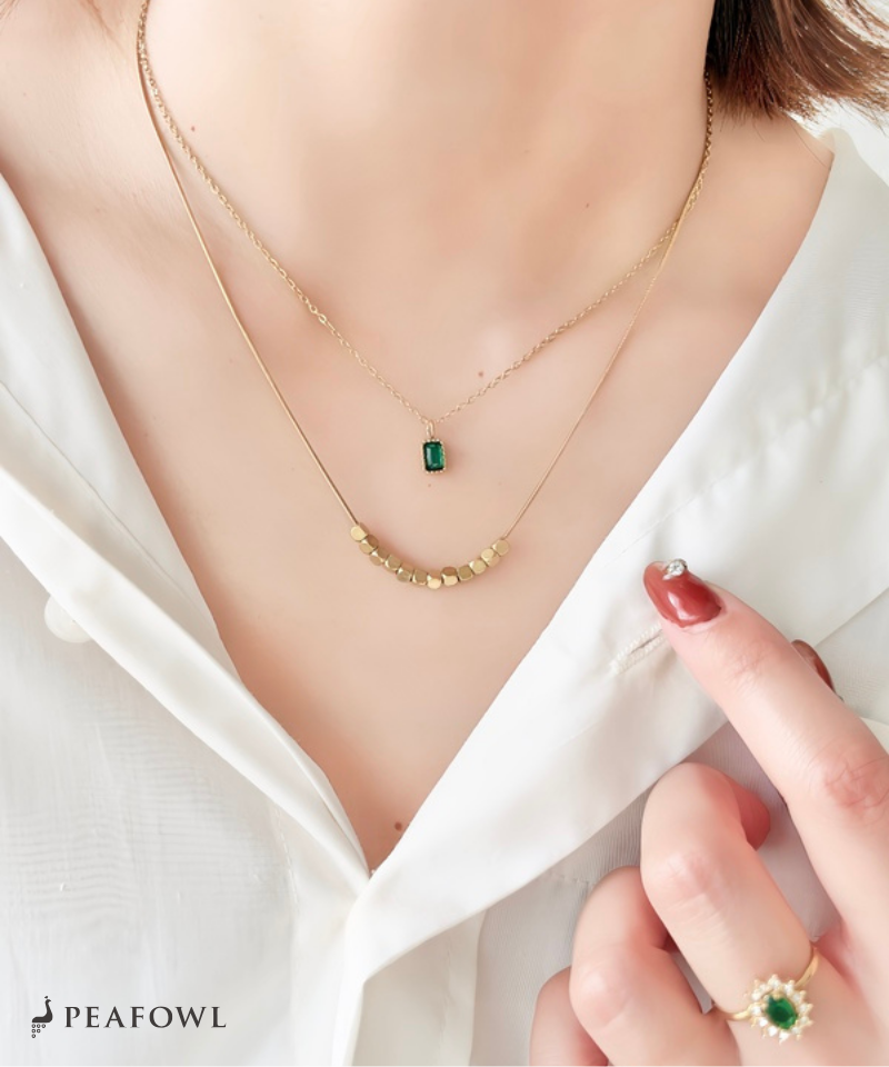 Layered Green Zircon Necklace
