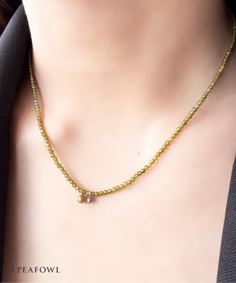 Olive Stone Ball Necklace