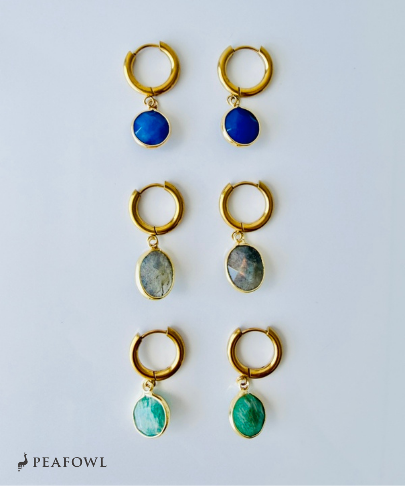 Stone Charm Hoop Pierce