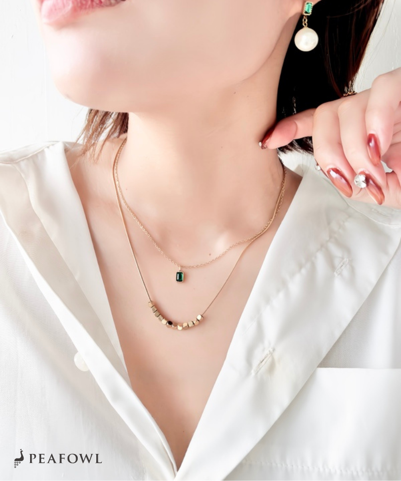 Layered Green Zircon Necklace