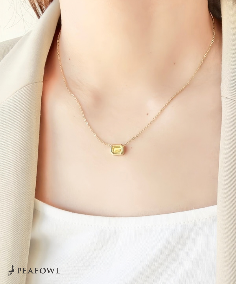 Colored Crystal Chain Necklace