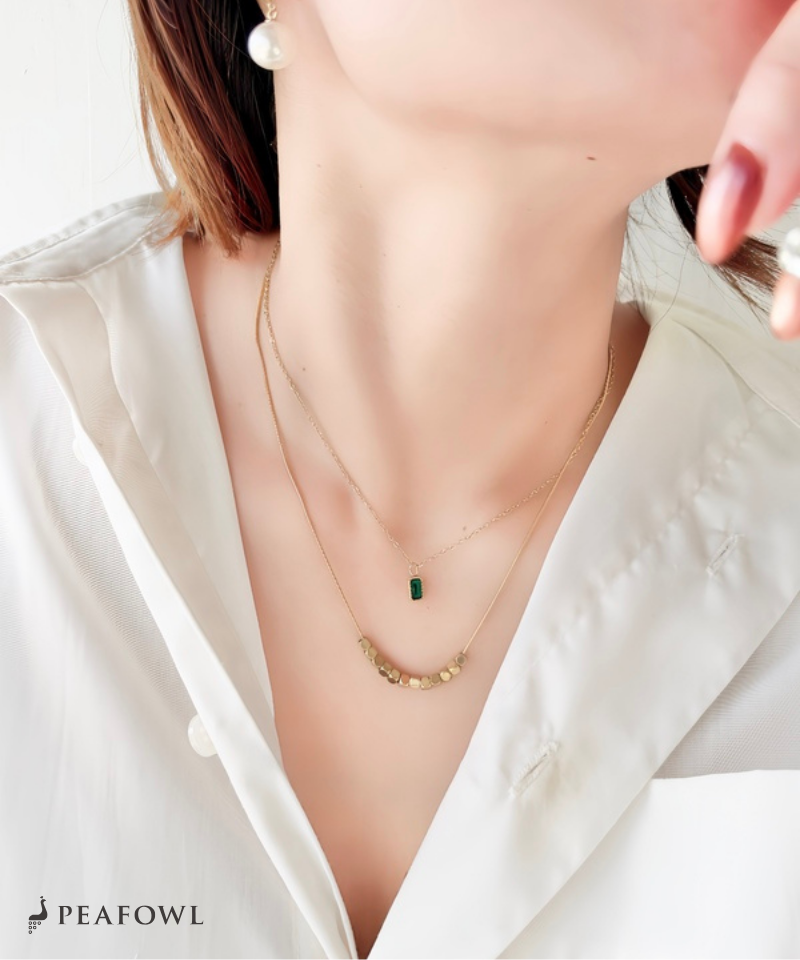 Layered Green Zircon Necklace