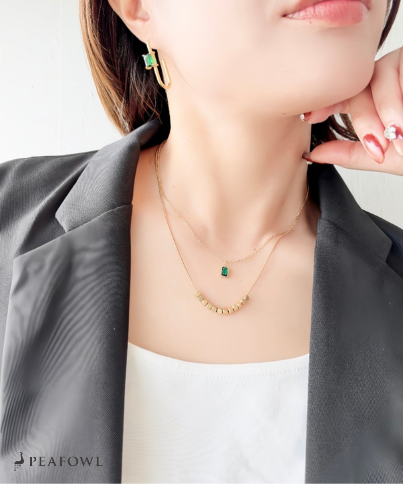 Layered Green Zircon Necklace