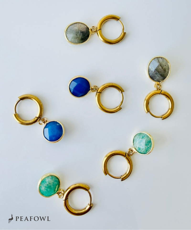 Stone Charm Hoop Pierce