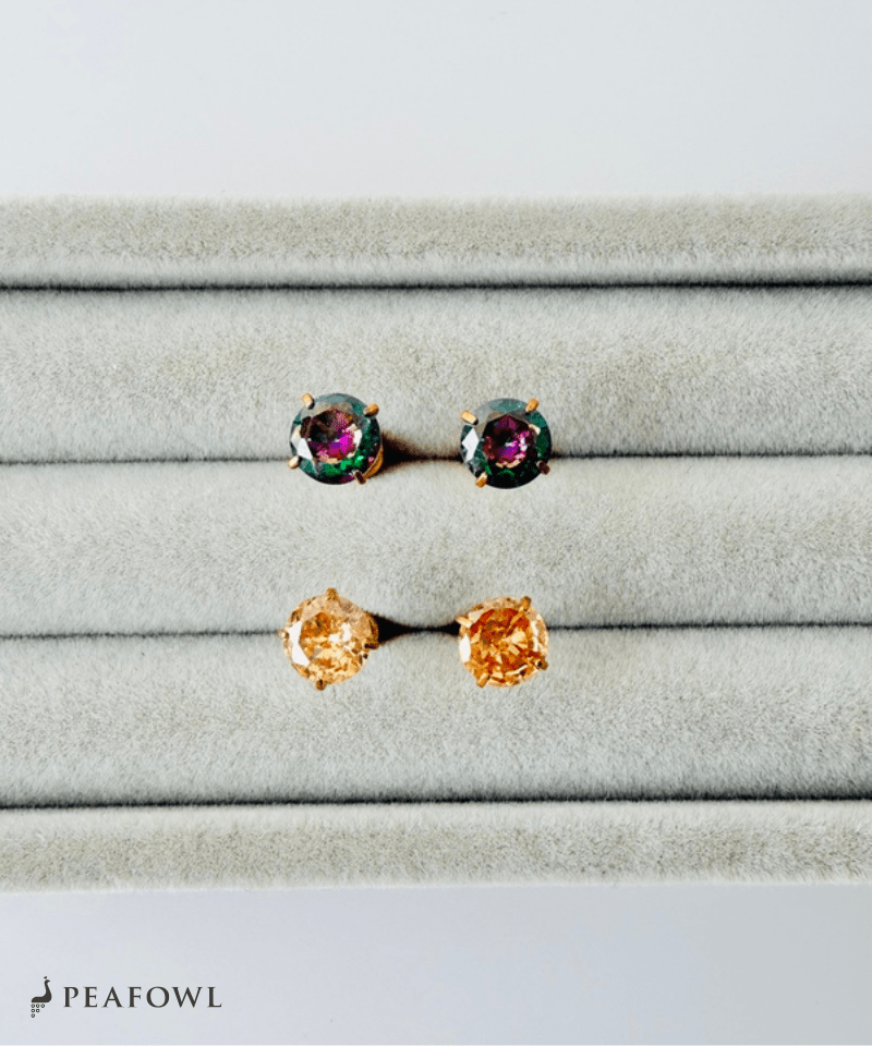 6mm Zircon Single Pierce - peafowl