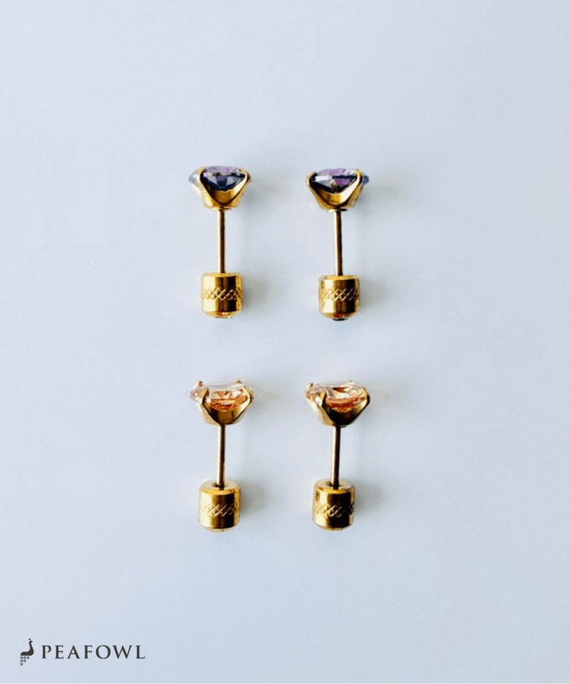 6mm Zircon Single Pierce - peafowl