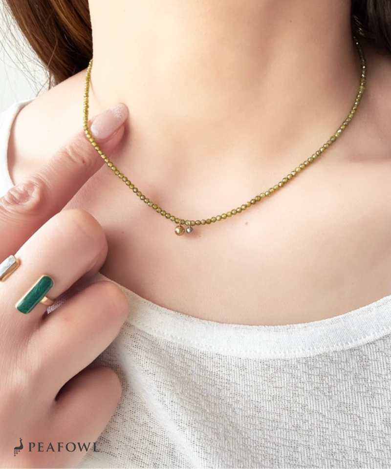 Olive Stone Ball Necklace