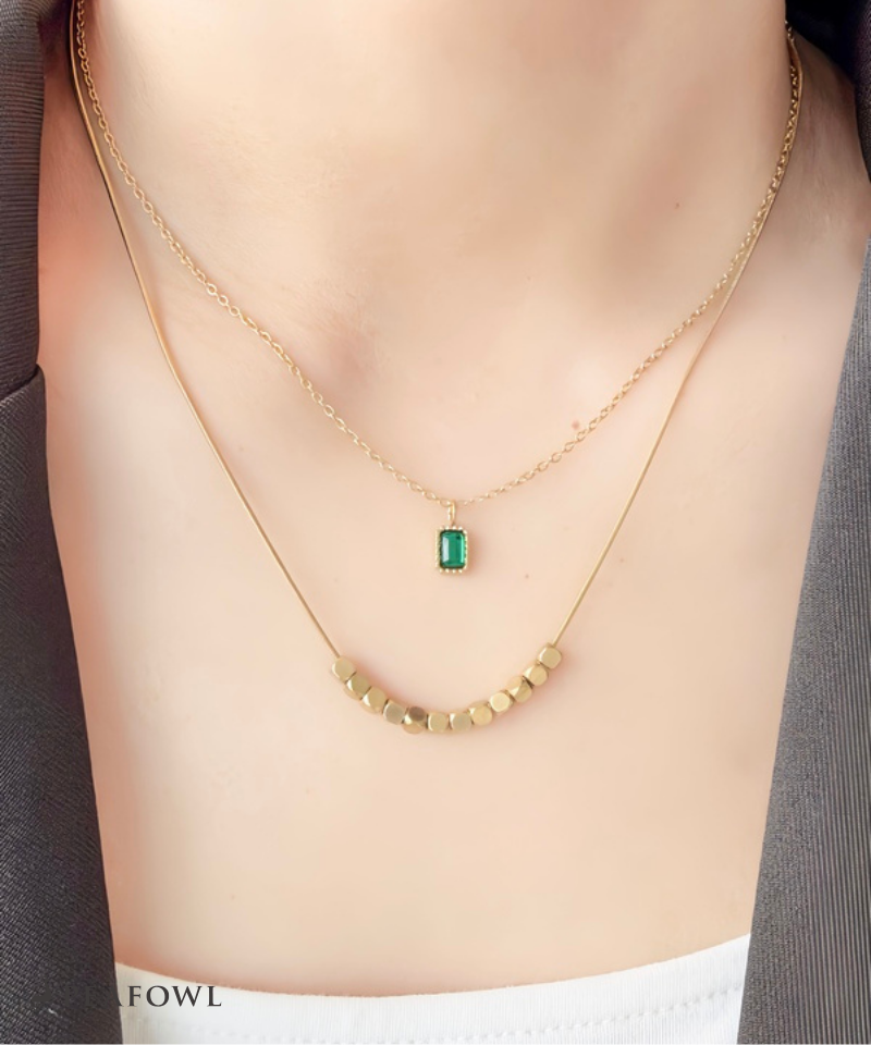 Layered Green Zircon Necklace