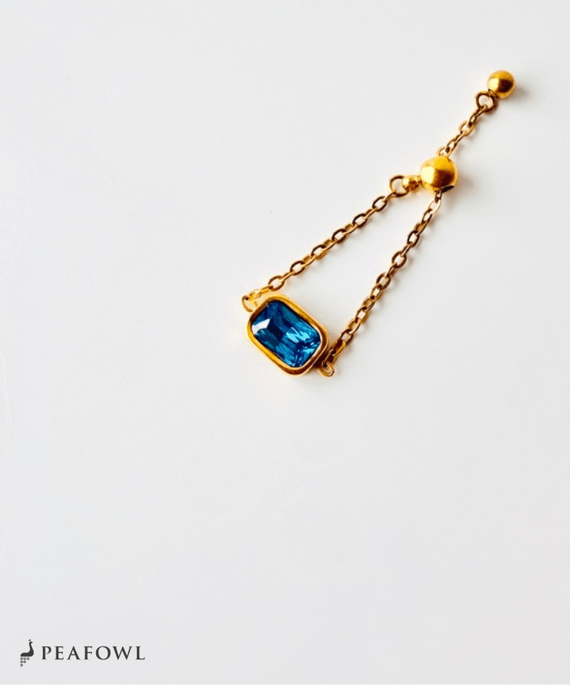 Aqua Square Slider Ring - peafowl
