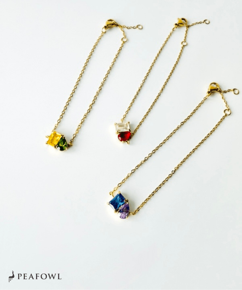 Asymmetry Bijou Chain Bracelet - peafowl