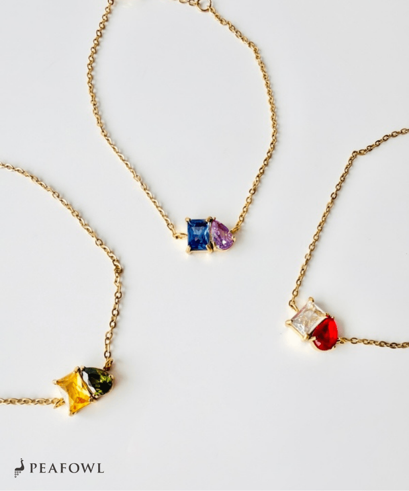 Asymmetry Bijou Chain Bracelet - peafowl