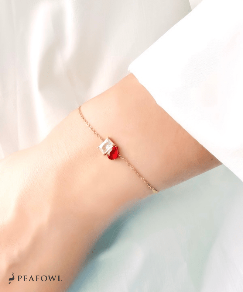 Asymmetry Bijou Chain Bracelet - peafowl