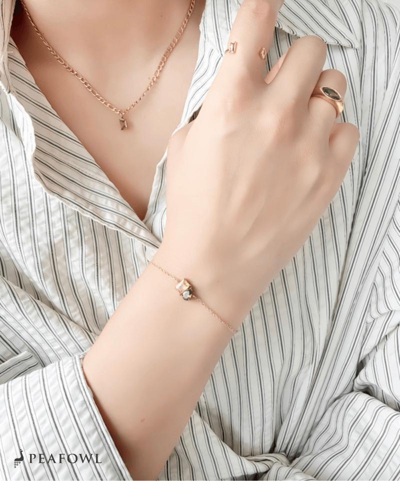 Asymmetry Bijou Chain Bracelet - peafowl