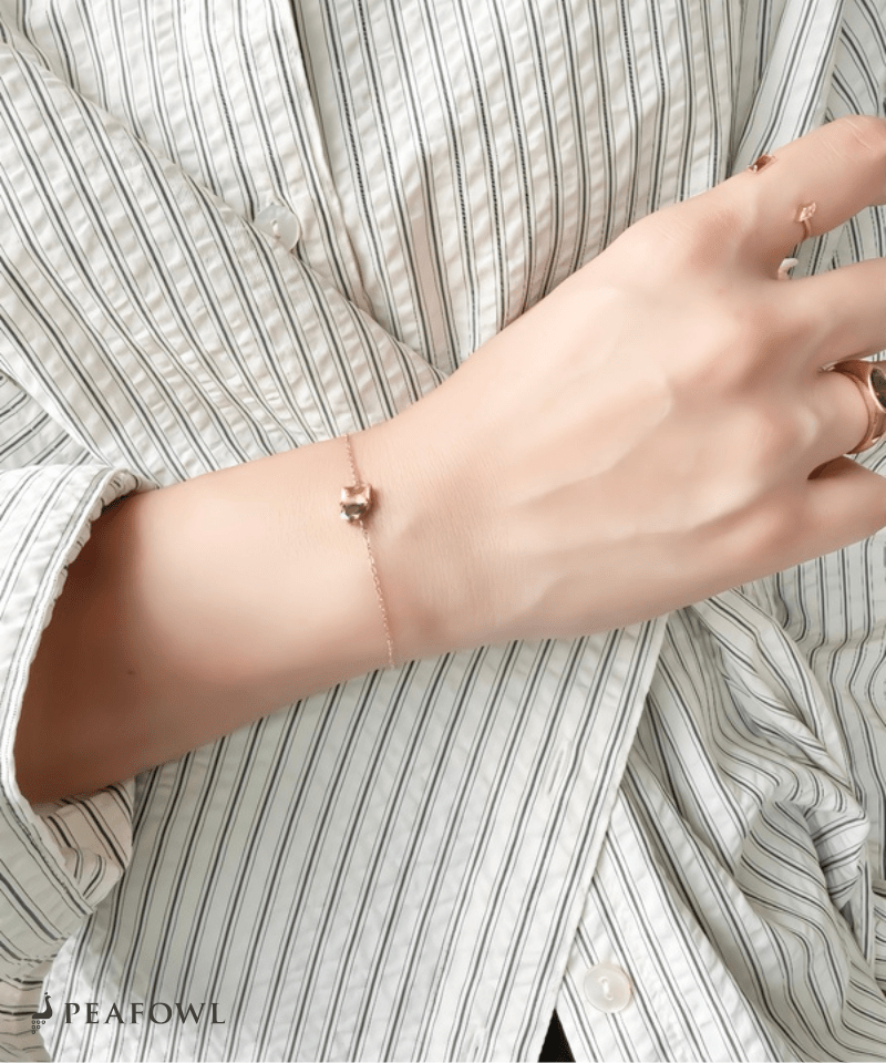 Asymmetry Bijou Chain Bracelet - peafowl