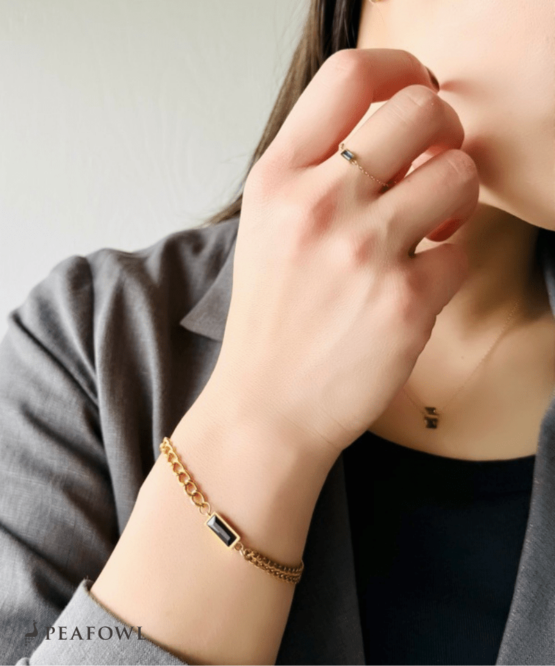 Asymmetry Chain Bracelet - peafowl