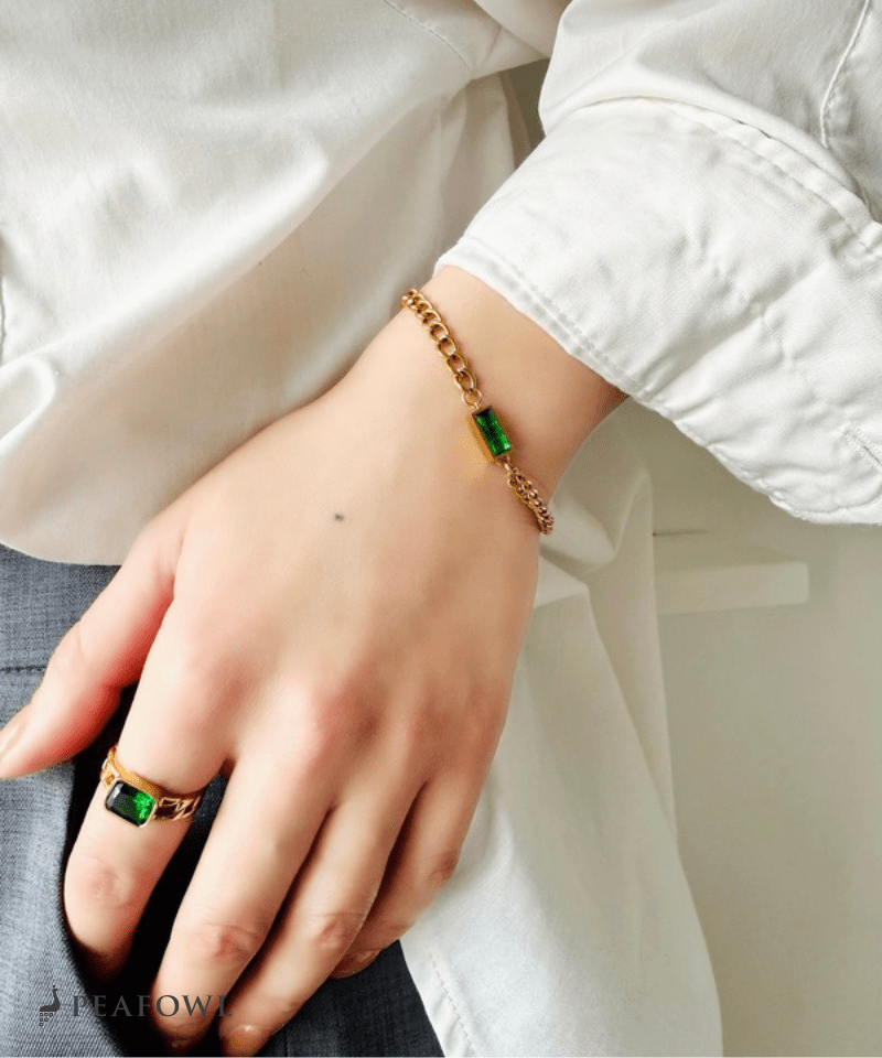 Asymmetry Chain Bracelet - peafowl