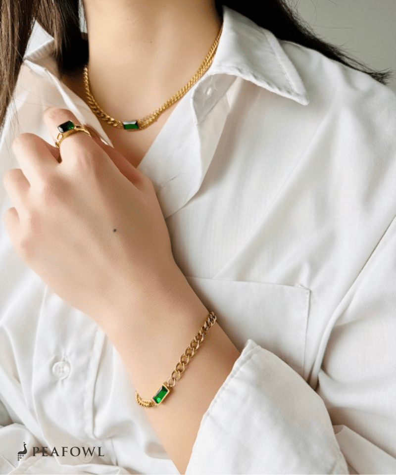 Asymmetry Chain Bracelet - peafowl