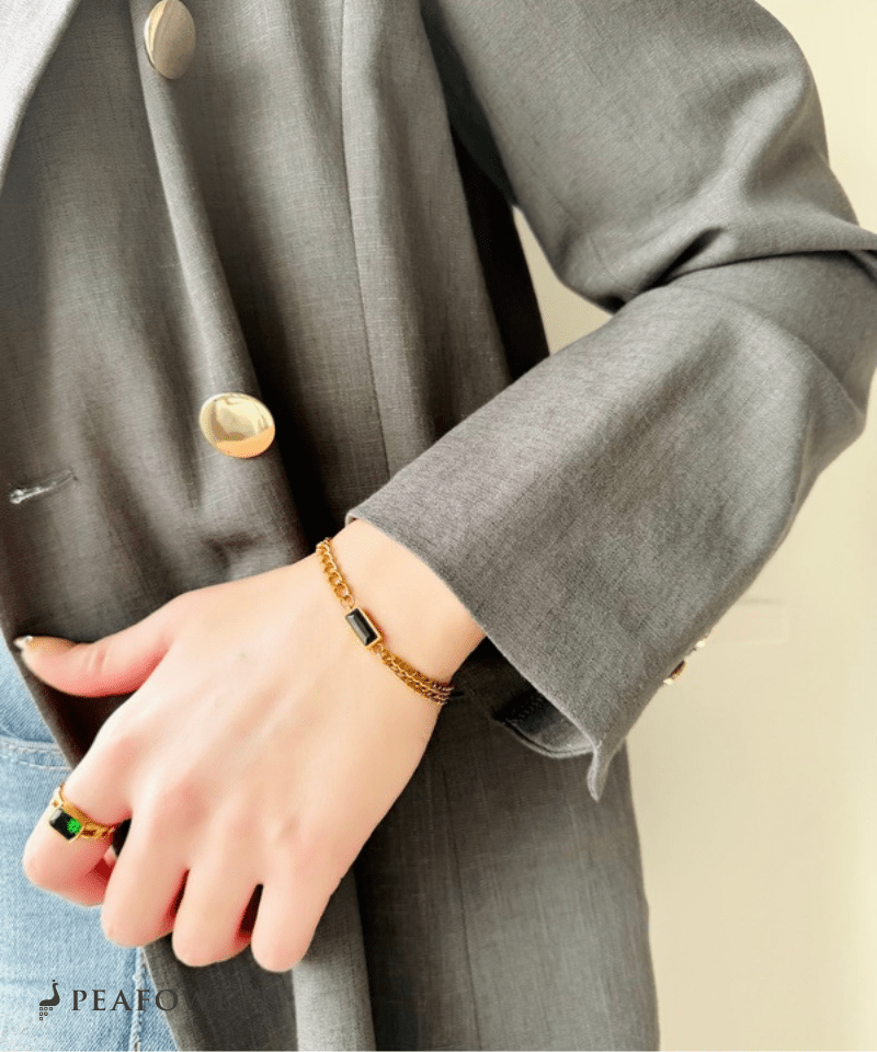 Asymmetry Chain Bracelet - peafowl