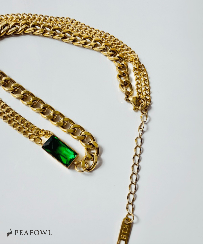 Asymmetry Chain Necklace - peafowl