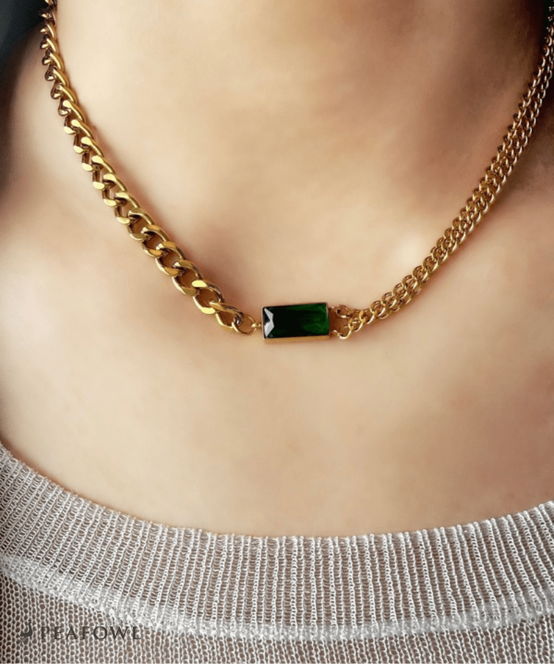 Asymmetry Chain Necklace - peafowl