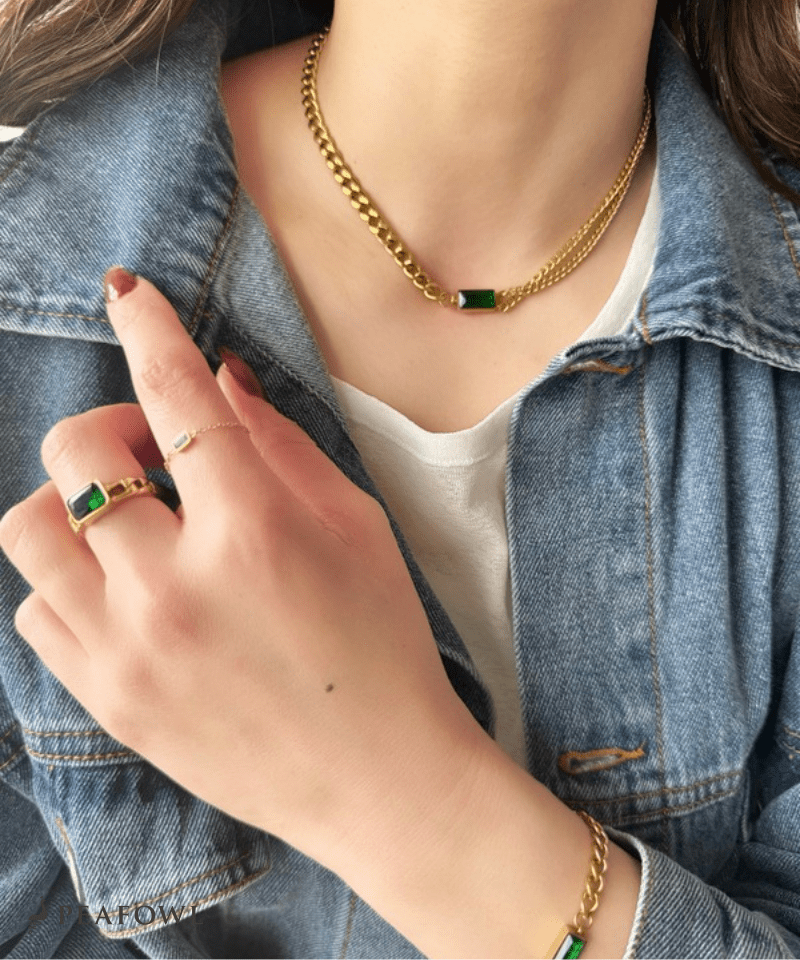 Asymmetry Chain Necklace - peafowl