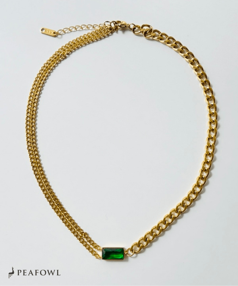 Asymmetry Chain Necklace - peafowl