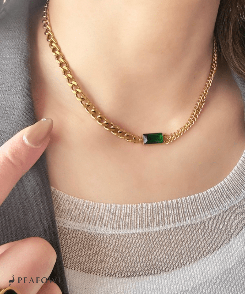 Asymmetry Chain Necklace - peafowl
