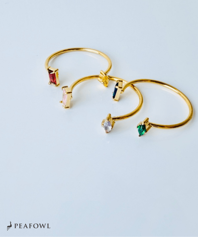 Asymmetry Stone Ring - peafowl