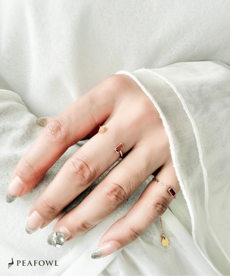 Asymmetry Stone Ring - peafowl