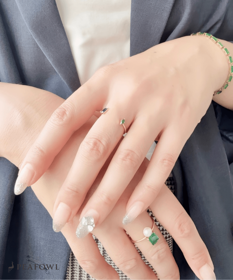 Asymmetry Stone Ring - peafowl