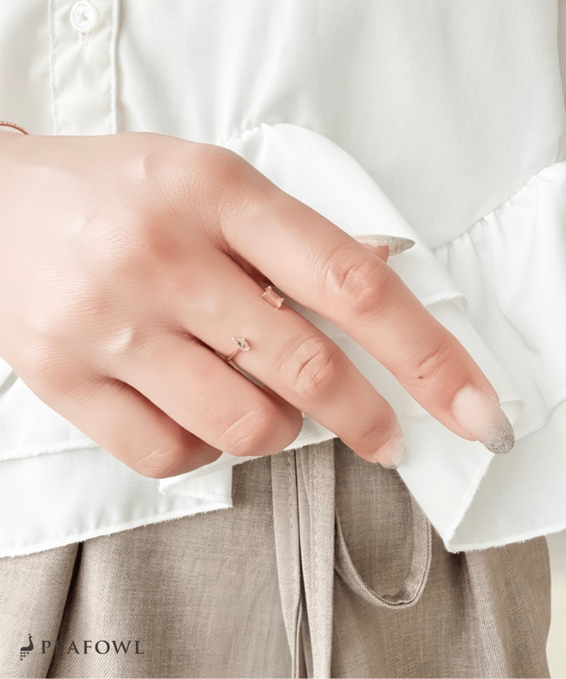 Asymmetry Stone Ring - peafowl