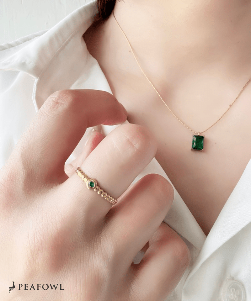 Ball Line Open Ring - peafowl