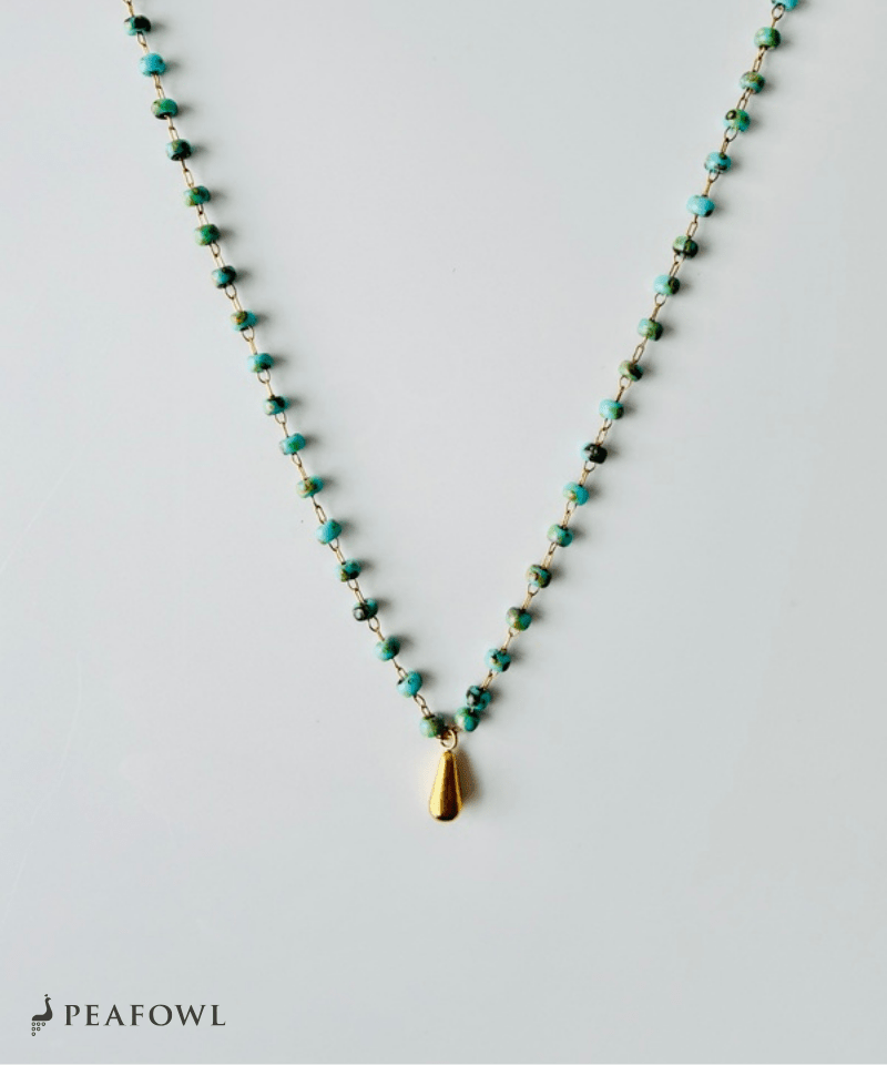 Beads Drop Necklace - peafowl