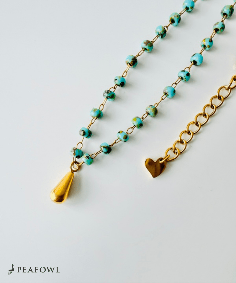 Beads Drop Necklace - peafowl