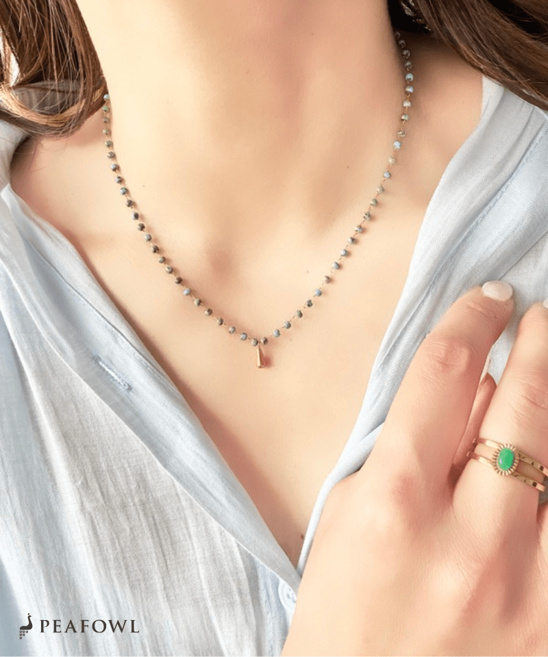 Beads Drop Necklace - peafowl