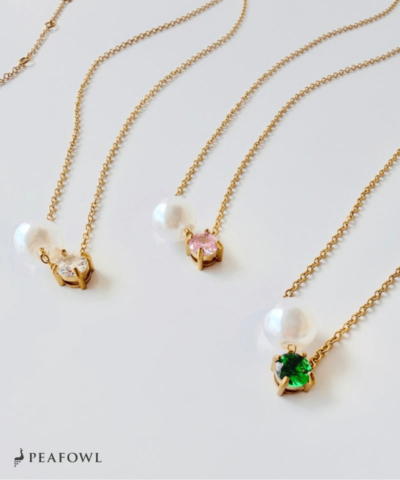 Bijou Pearl Link Necklace - peafowl