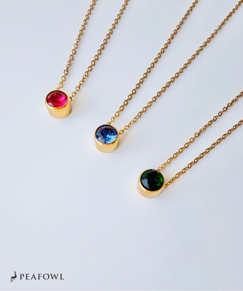 Birthstone Color Necklace - peafowl