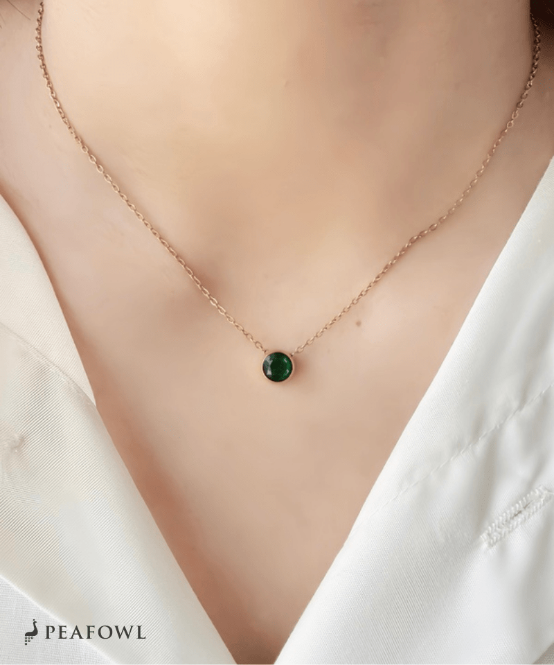Birthstone Color Necklace - peafowl