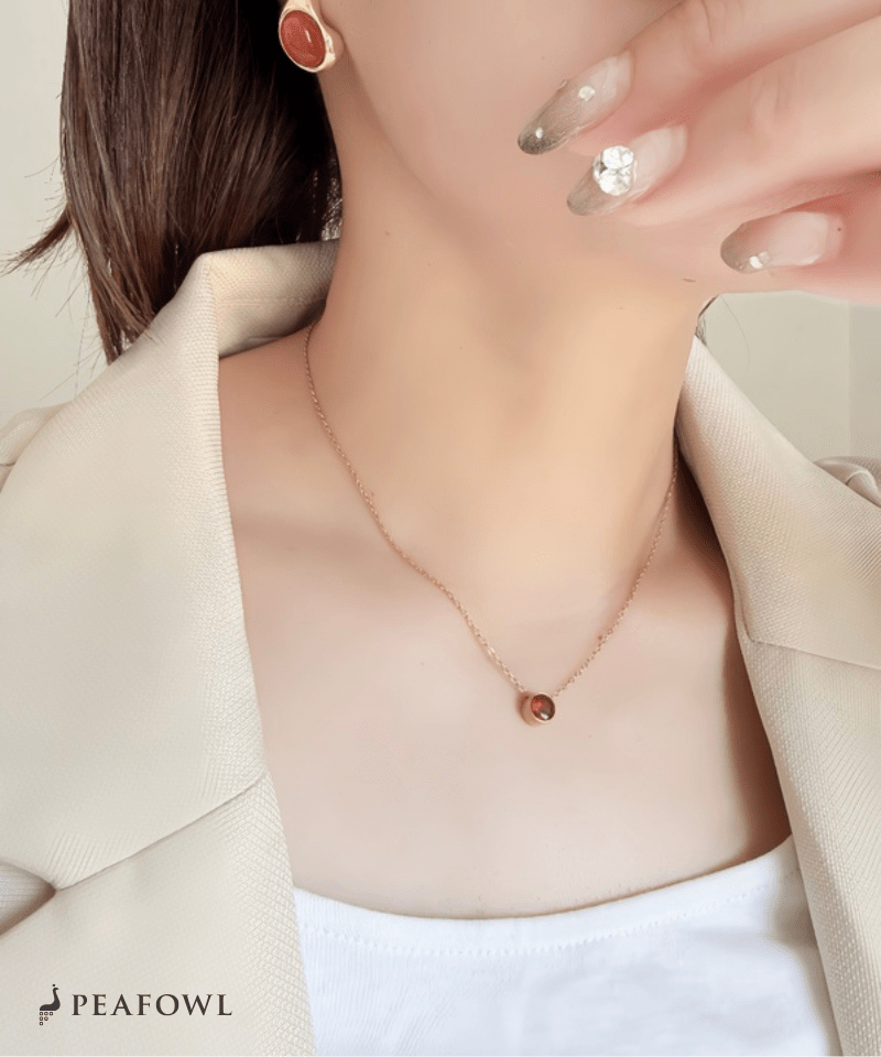 Birthstone Color Necklace - peafowl