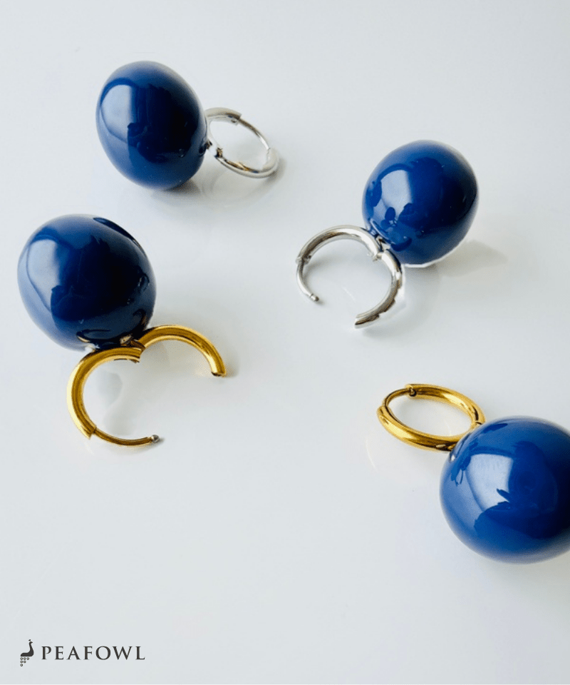 Blue Ball Hoop Pierce - peafowl