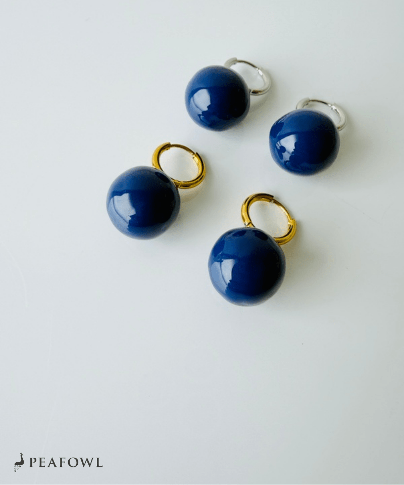 Blue Ball Hoop Pierce - peafowl