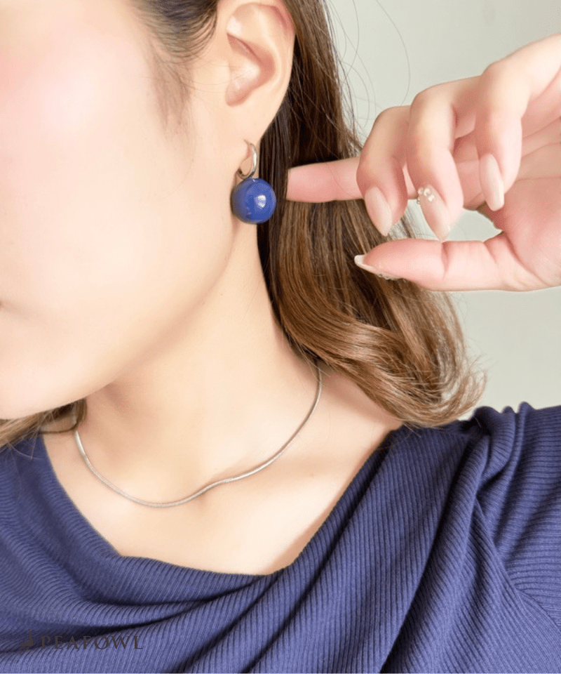 Blue Ball Hoop Pierce - peafowl