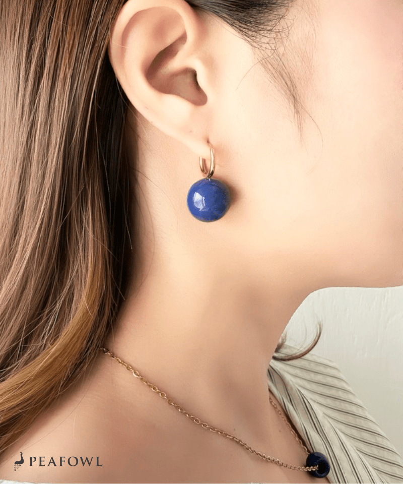 Blue Ball Hoop Pierce - peafowl