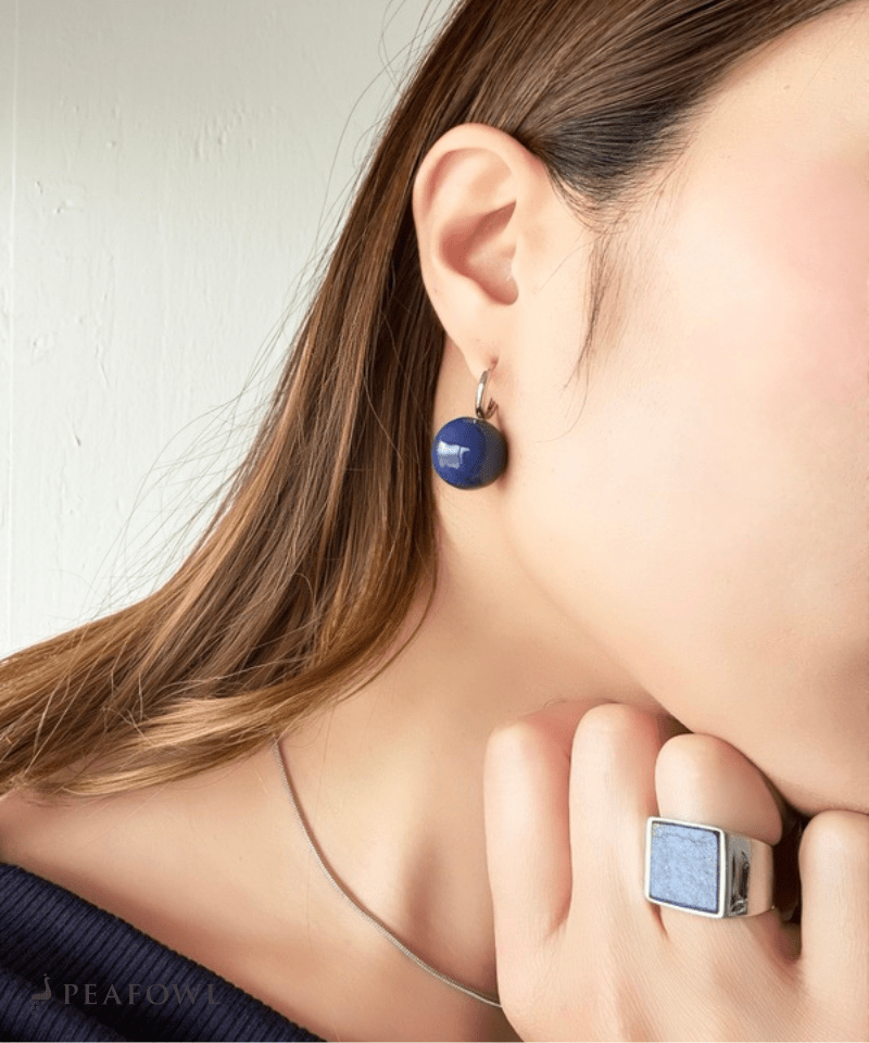Blue Ball Hoop Pierce - peafowl