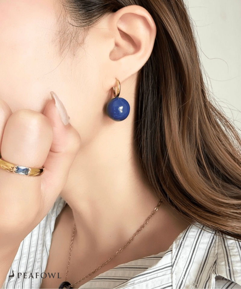 Blue Ball Hoop Pierce - peafowl