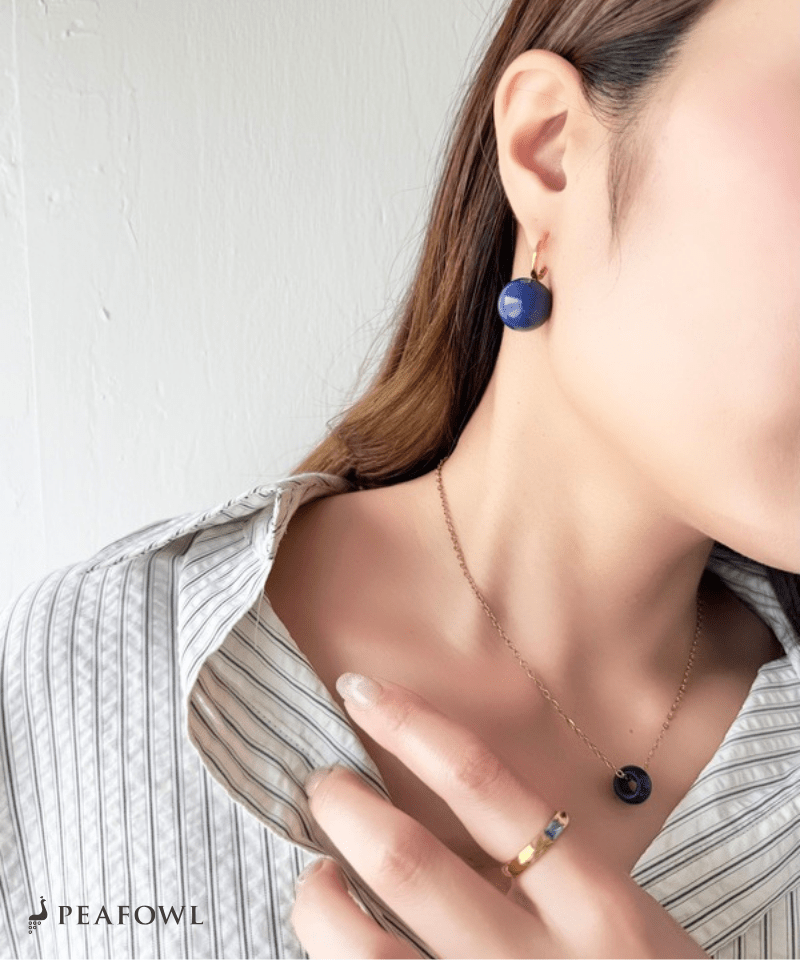 Blue Ball Hoop Pierce - peafowl