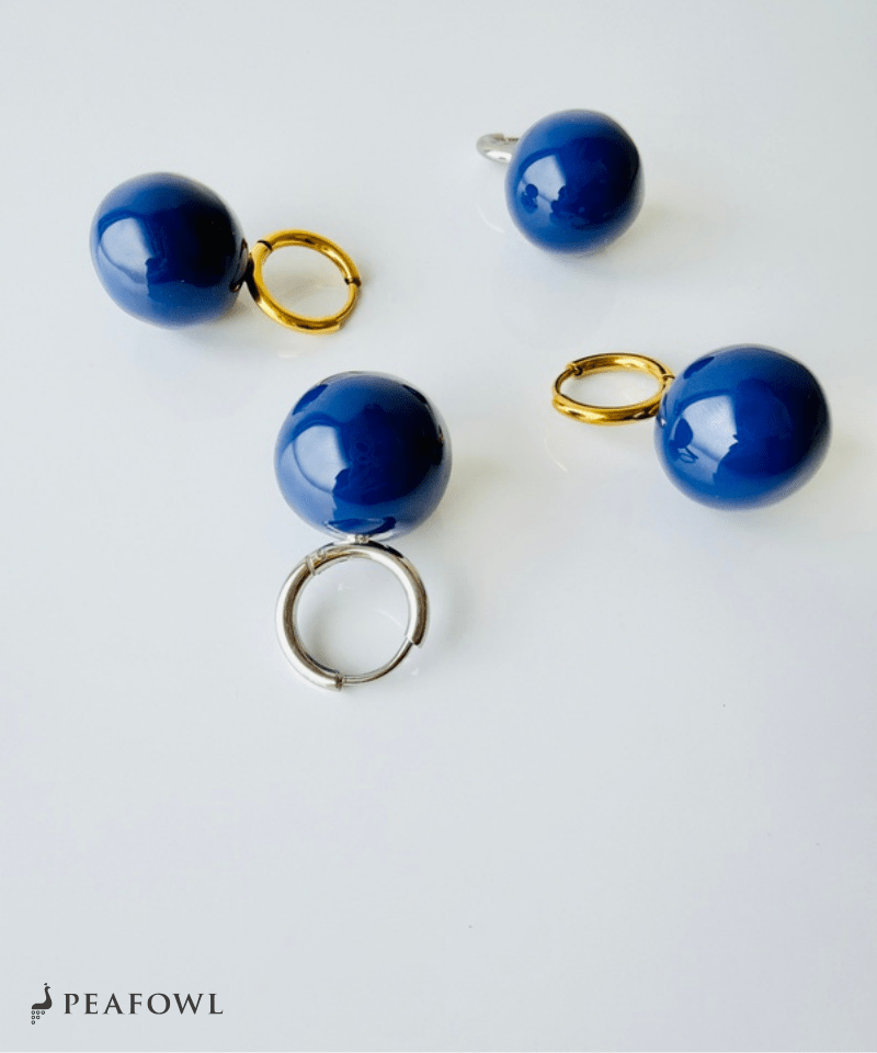Blue Ball Hoop Pierce - peafowl